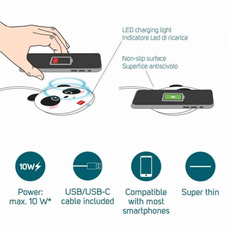 Smartphone Charger Super Fast Wireless Legami Panda