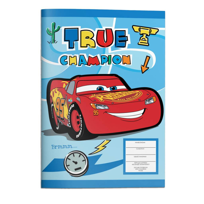 Τετράδιο καρφίτσα Cars 17x25 40Φ.