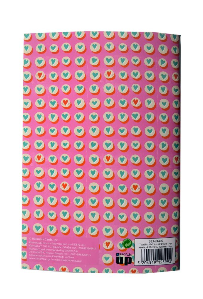 Τετράδιο καρφίτσα Hallmark Zebra - Heart Dots 17x25 40Φ.