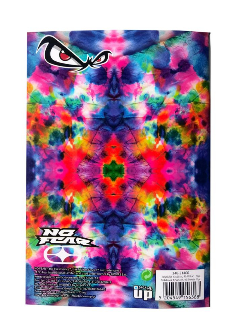 Τετράδιο καρφίτσα No Fear Color Tie Dye - Vintage Tie Dye 17x25 40Φ.