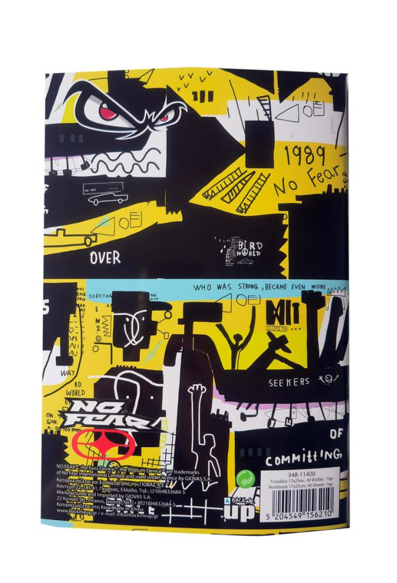Τετράδιο καρφίτσα No Fear White Wolf - Yellow City 17x25 40Φ.