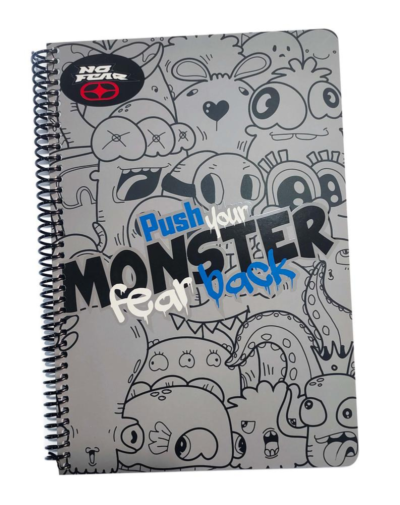 Τετράδιο σπιράλ No Fear Monster - Play Game 2 θεμάτων 17x25 70φ.