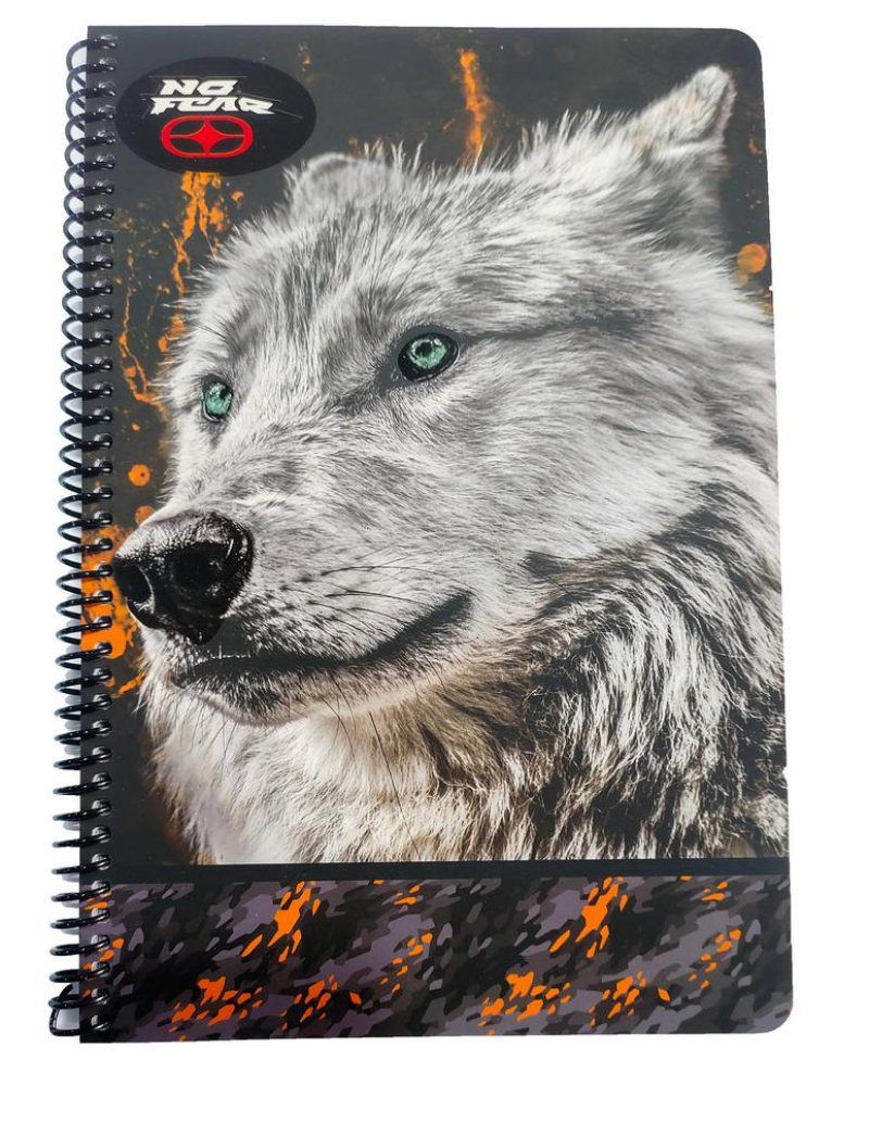 Τετράδιο σπιράλ No Fear White Wolf - Jaguar 2 θεμάτων 17x25 70φ.