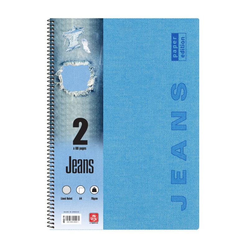 Τετράδιο σπιράλ Typotrust Jeans 2 θεμάτων A4 4542-19