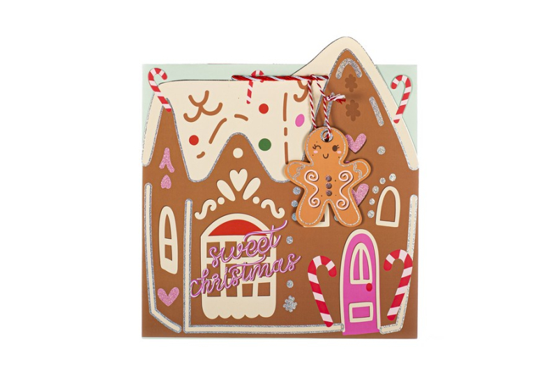 Χριστουγεννιάτικη τσάντα μεσαία Tri Coastal Gingerbread House