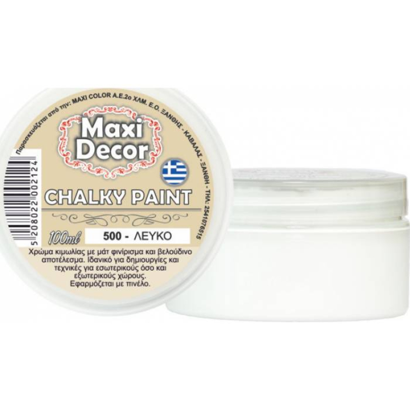 Χρώμα κιμωλίας MaxiDecor λευκό 500 100ml