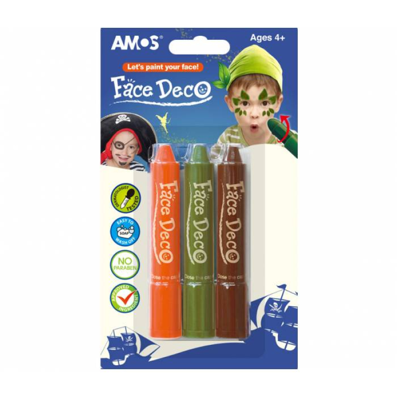 Χρώματα Amos για face painting  αγόρι 3 τεμ.