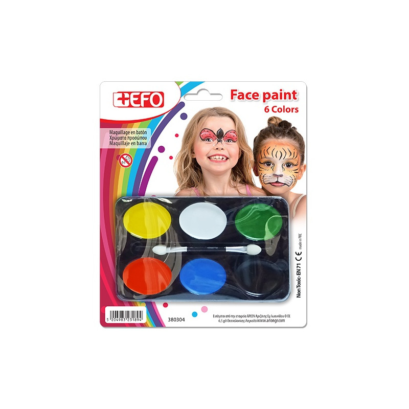 Χρώματα +EFO για face painting παλέτα 6 χρώματα
