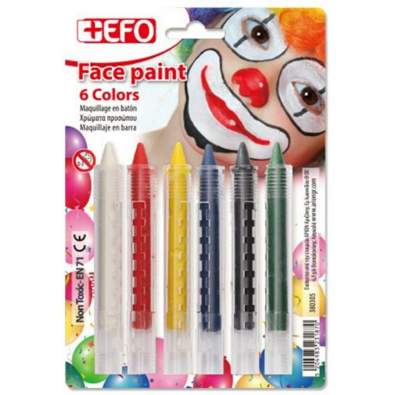 Χρώματα +EFO για face painting sticks 6 τεμ.