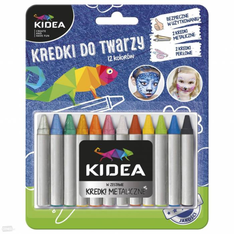 Χρώματα Kidea για face painting 4 μεταλλικά και 8 κλασικά