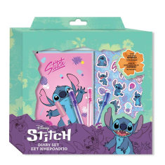 Ημερολόγιο Stitch με 3 στυλό, αυτοκόλλητα  , πούλιες και κόλλα