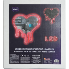 Καθρέφτης με Neon Led Mood Καρδιά που λιώνει κόκκινη 33X37cm