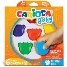 Κηρομπογιές Carioca Baby Teddy Bear Shape 6 τεμ