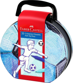 Μαρκαδόροι Faber Castell Connector σε μεταλλικό βαλιτσάκι Ποδόσφαιρο 33 τεμ