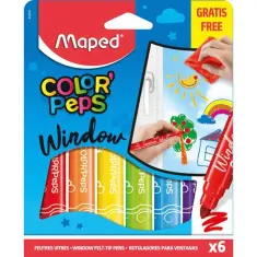 Μαρκαδόροι Maped για παράθυρο 6 τεμ & πανάκι μικροϊνών