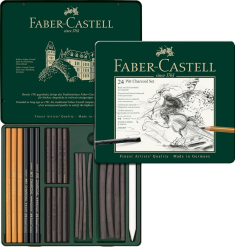 Σετ Faber Castell Pitt Chatcoal σε μεταλλική κασετίνα 24 τεμ