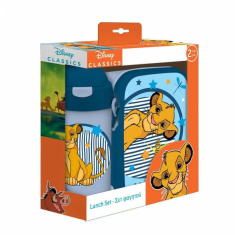Σετ φαγητοδοχείο 800ml - παγούρι πλαστικό 500ml Must Lion King