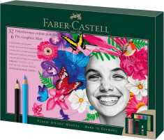 Σετ ξυλομπογιές Faber Castell Polychromos 32τεμ, 6 Pitt, γόμα και ξύστρα