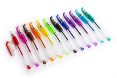 Σετ στυλό Tri-Coastal gel glitter pastel flowers 12 τεμ