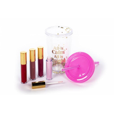 Σετ Tri-Coastal ποτήρι με καλαμάκι και 4 lip gloss All is calm all is bright
