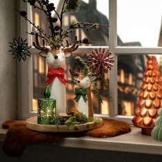 Βάζο κεραμικό ελάφι με κόκκινο φιόγκο 18x35x14cm