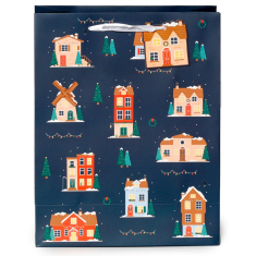 Χριστουγεννιάτικη τσάντα μεγάλη Christmas Houses