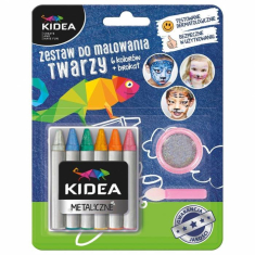 Χρώματα Kidea για face painting μεταλλικά 6 τεμ. και gitter